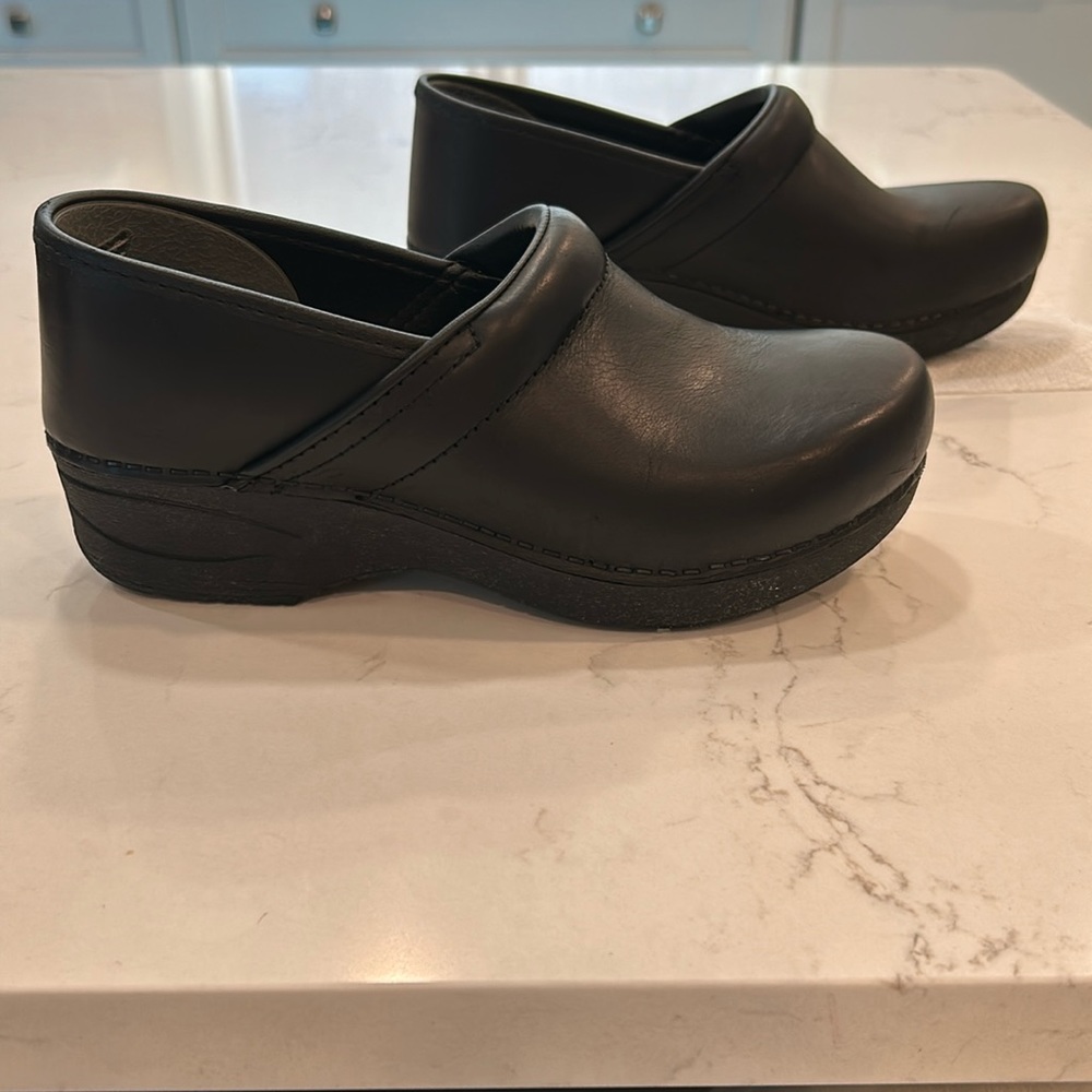 Dansko Black Leather Mules
